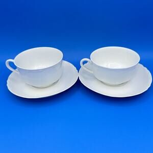 Hutschenreuther LHS Selb Bavaria Germany (2) Saucers And (2) Cups All White